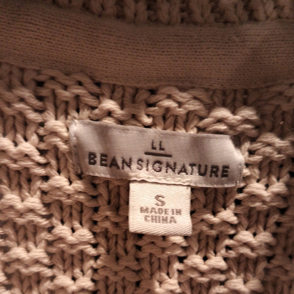 LL Bean Signature Beige/Cream Knit Braided Sweater Size Small